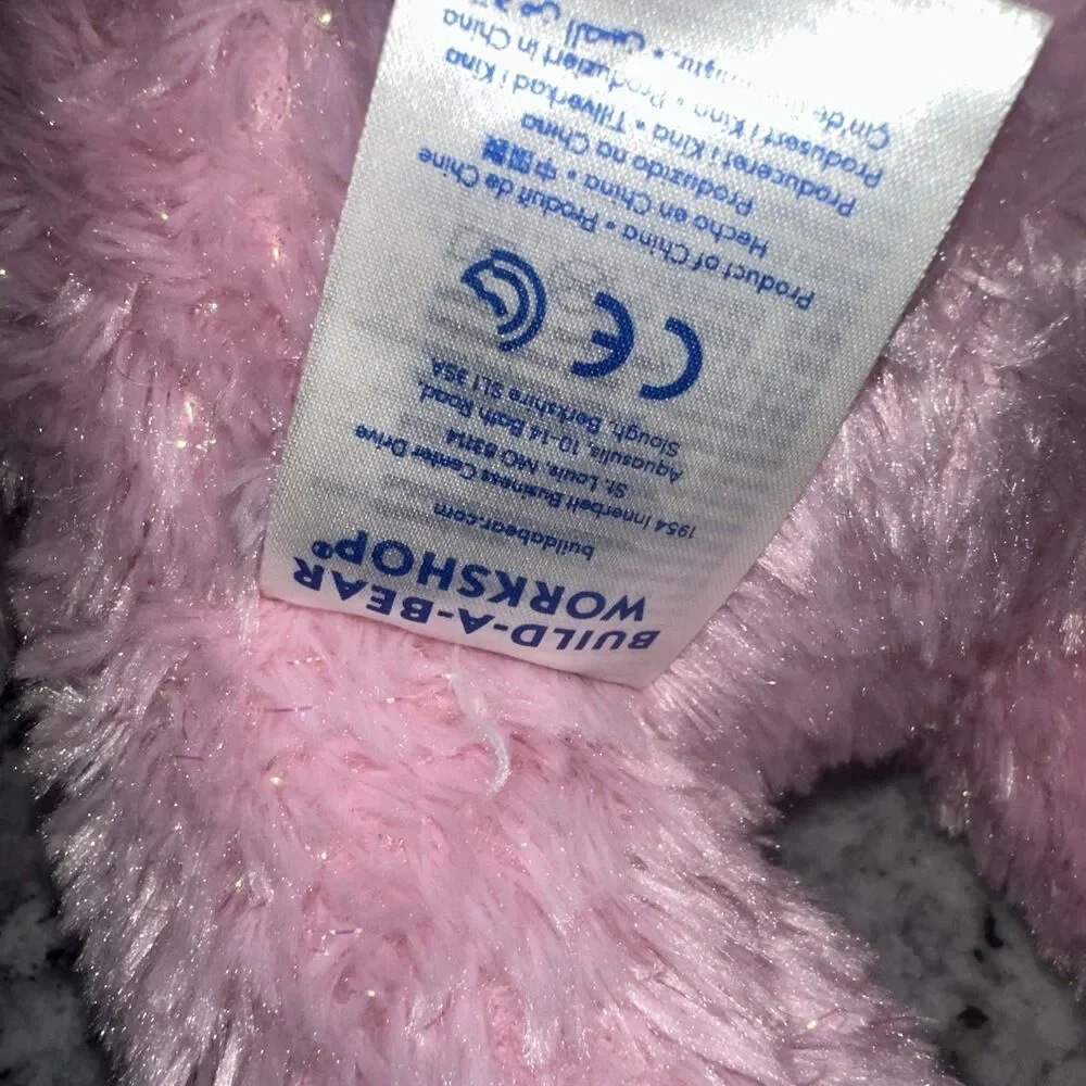 NWT Build a Bear Disney Princess Sparkle Pink Bear w/Crown Plush Stuffed Animal